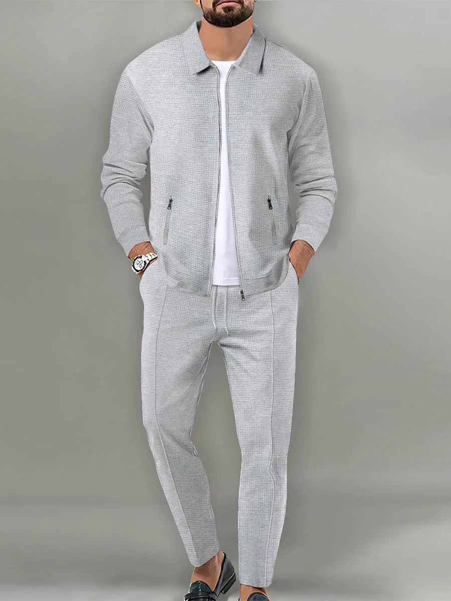 Men's Casual Cotton Linen Short Sleeve Pants Two-Piece Set