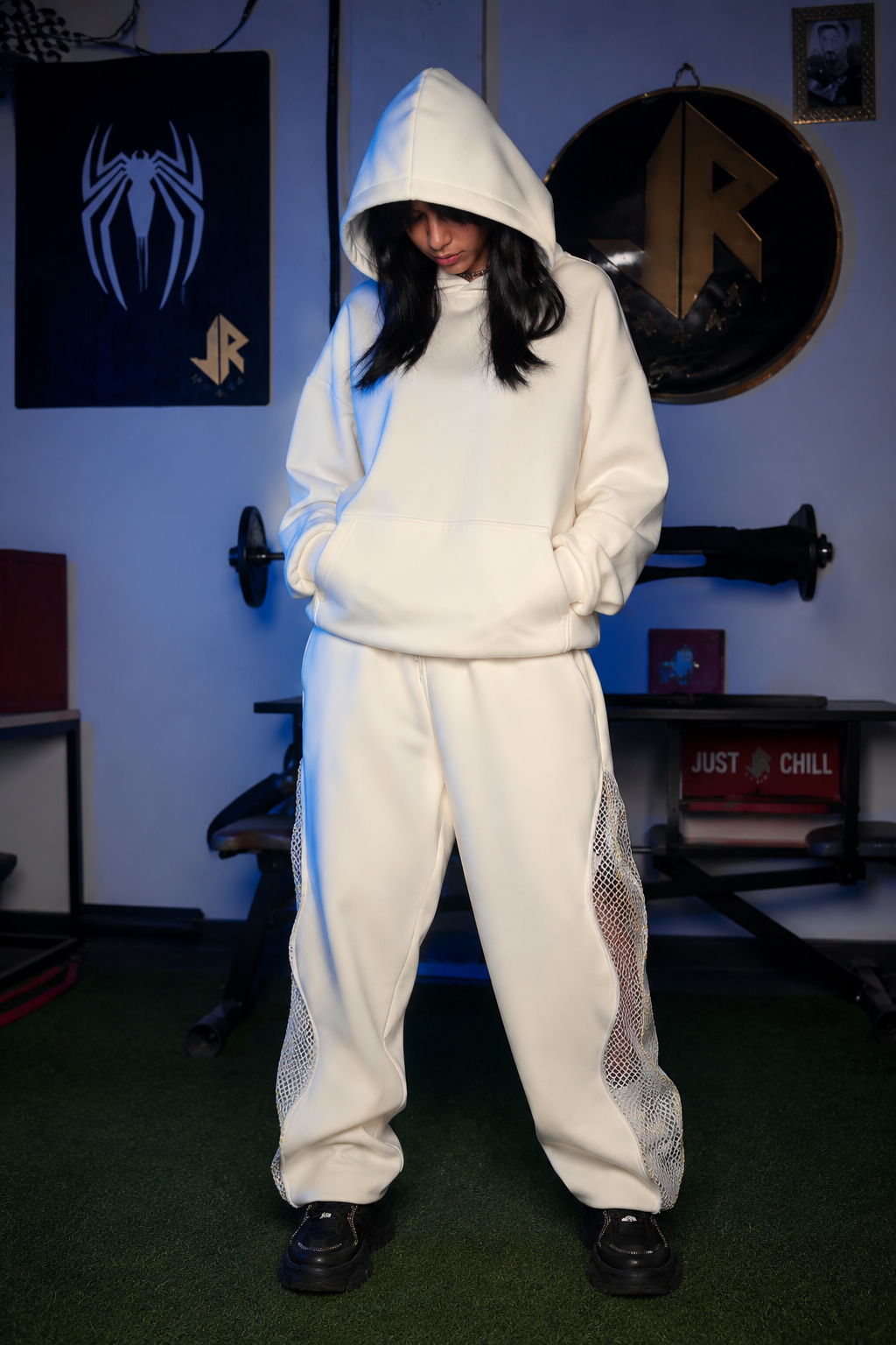 Women’s Streetwear Mesh Hoodie Set