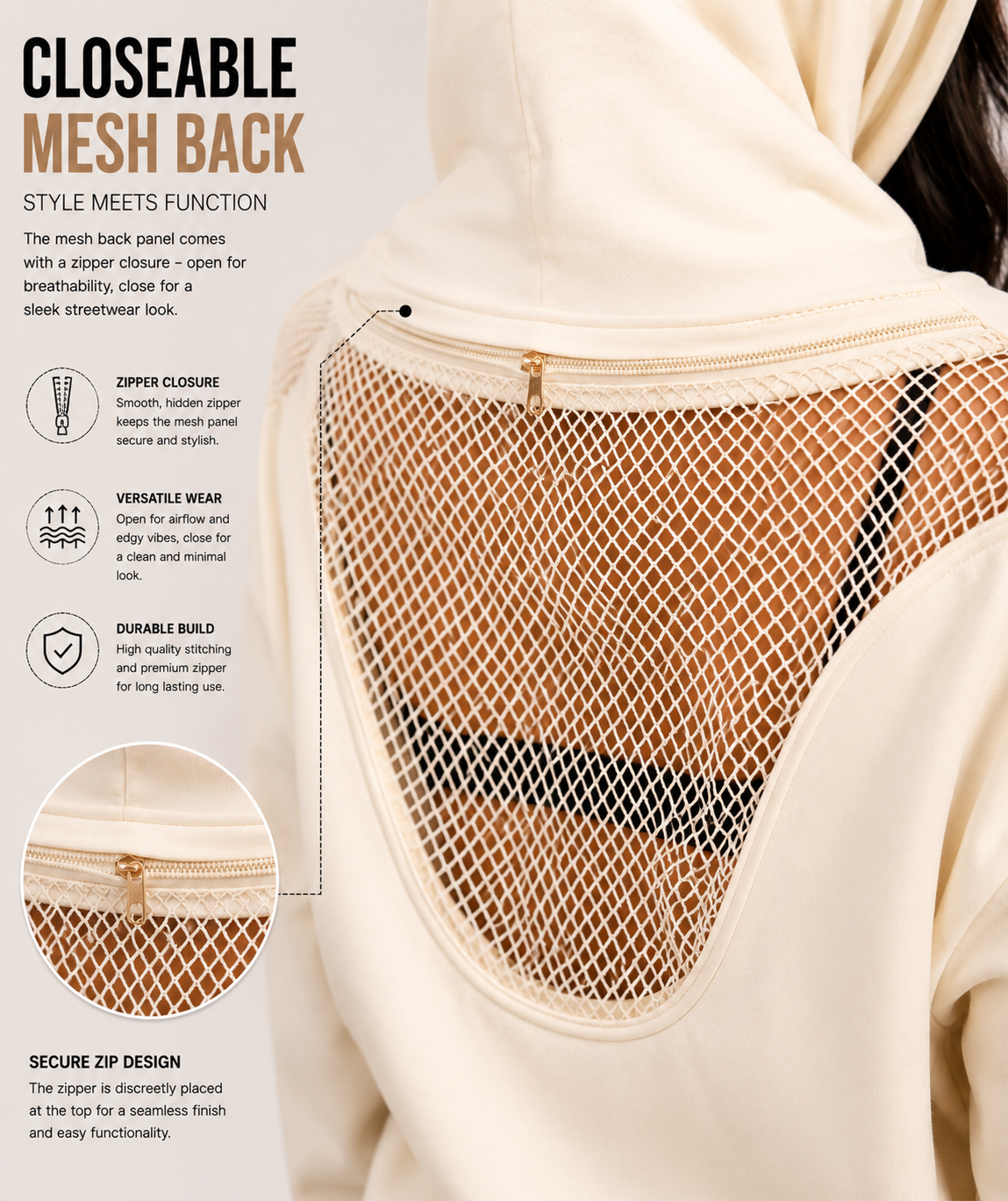 Women’s Streetwear Mesh Hoodie Set