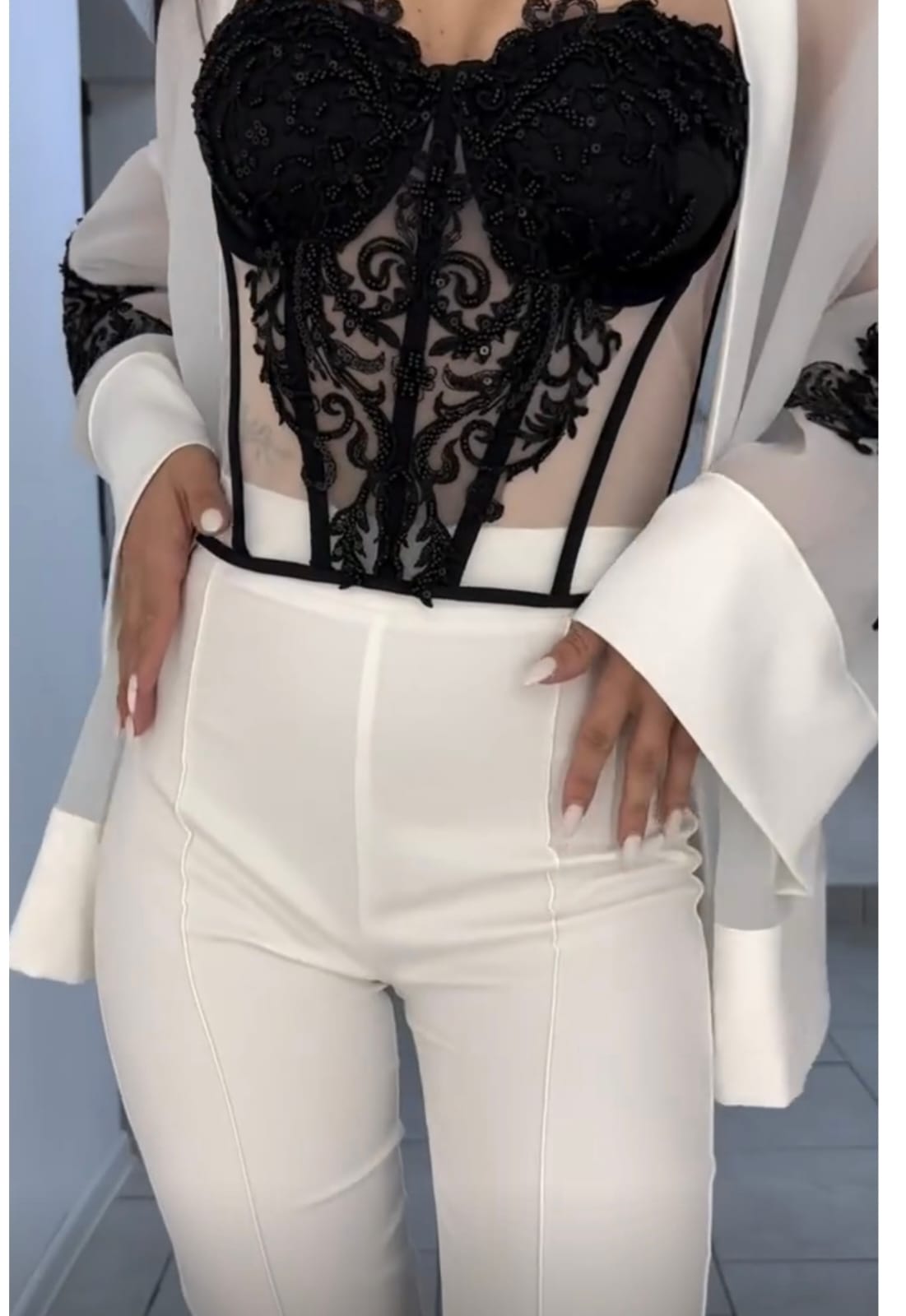 Elegant Sheer Lace Designer Jacket