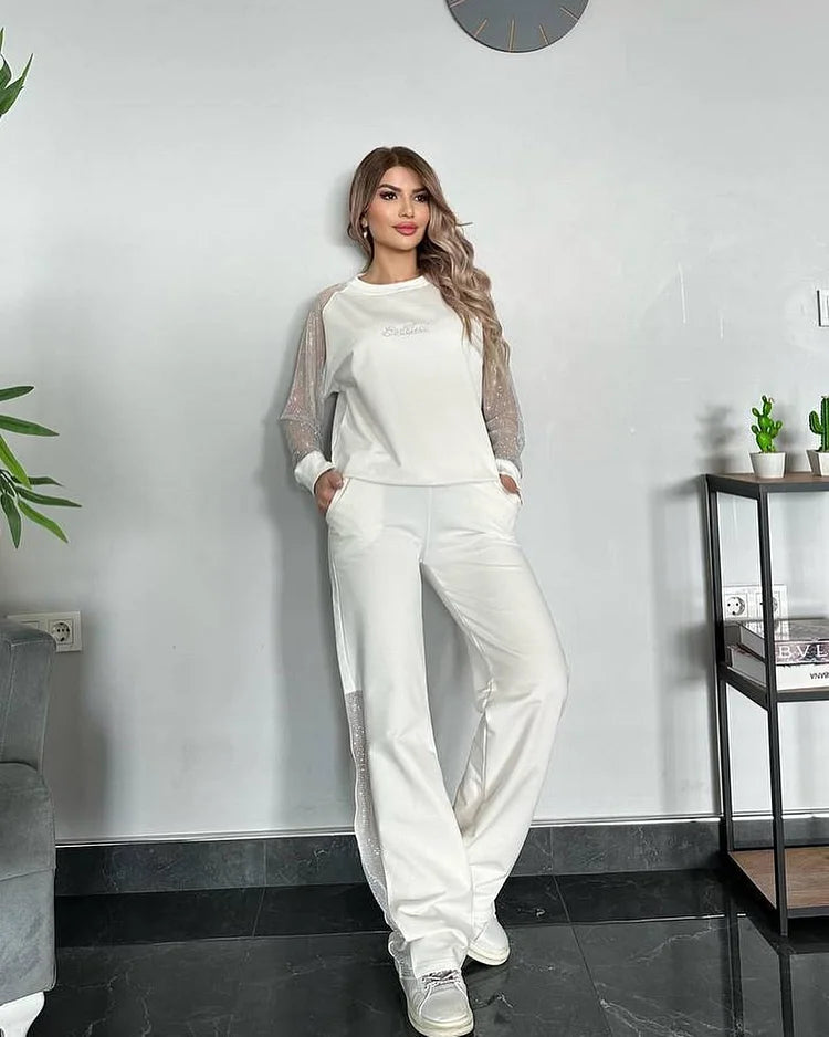 Fashionable solid color two-piece set