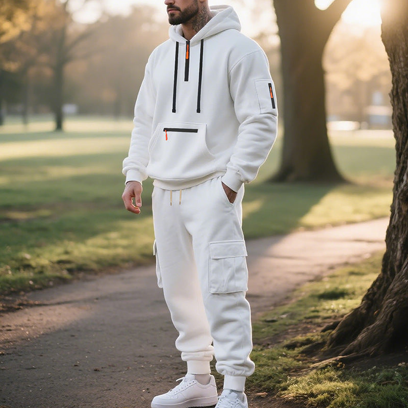 Men's Winter Fleece Lined Casual Set Long Sleeve Jacket & Pants