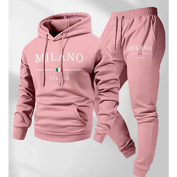 Men's Letter Printed Hoodie and Drawstring Sweatpants Set