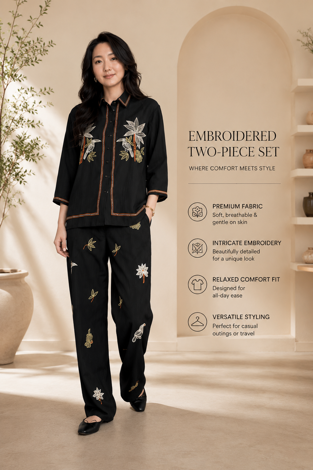 Embroidered Two-Piece Set