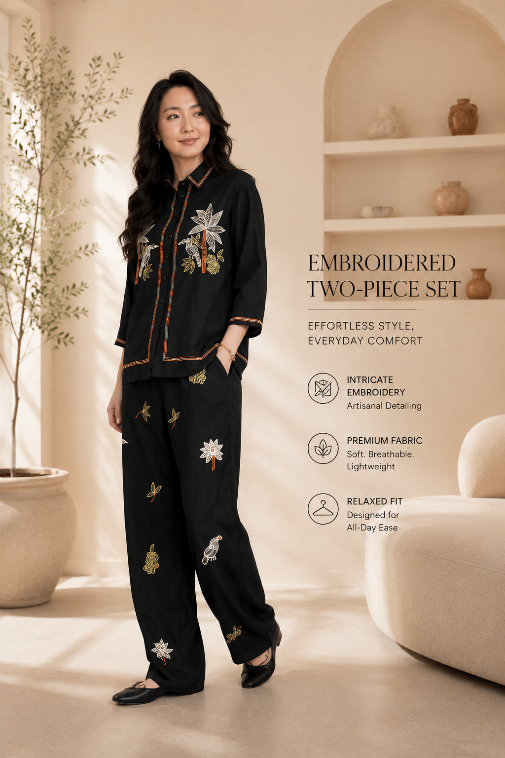 Embroidered Two-Piece Set