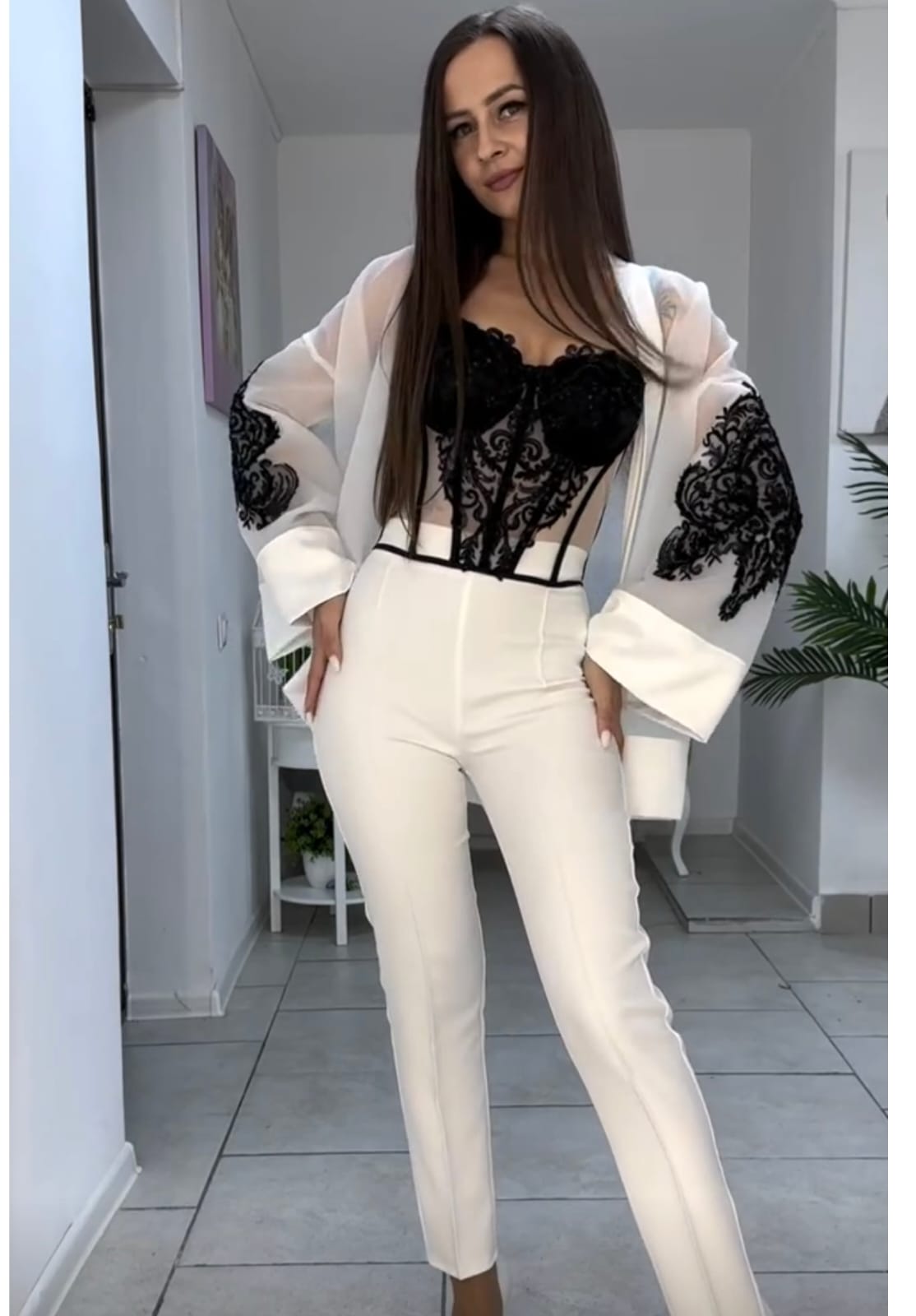 Elegant Sheer Lace Designer Jacket