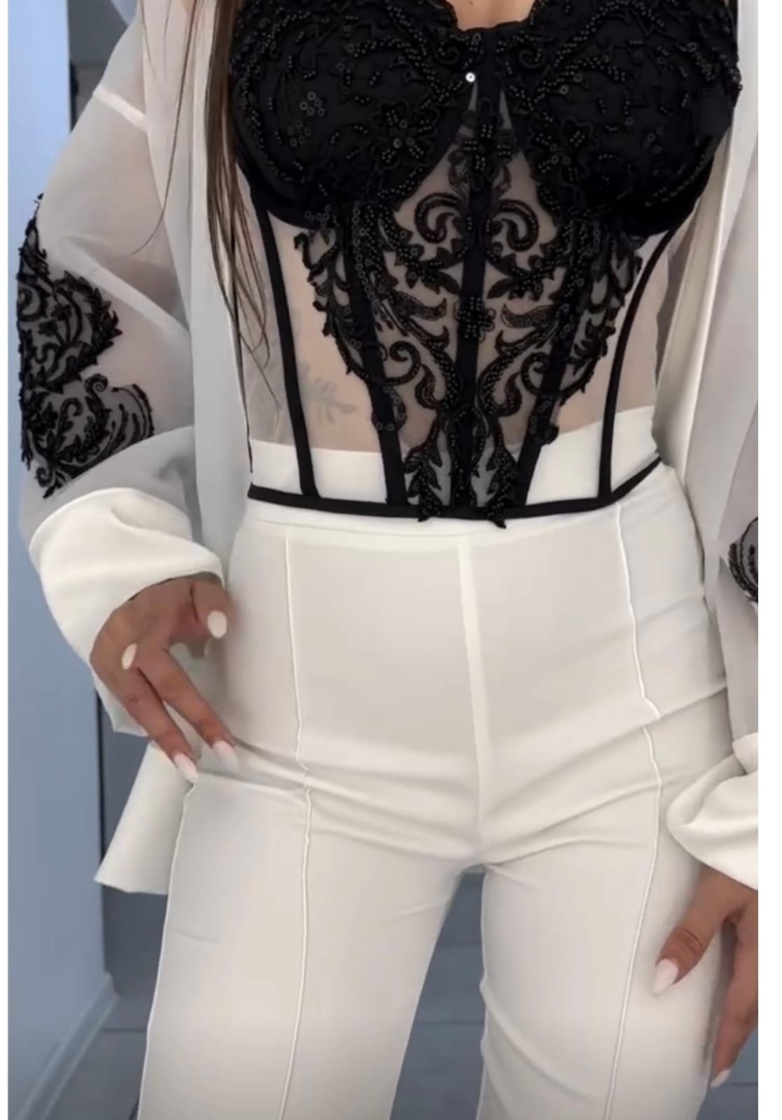 Elegant Sheer Lace Designer Jacket