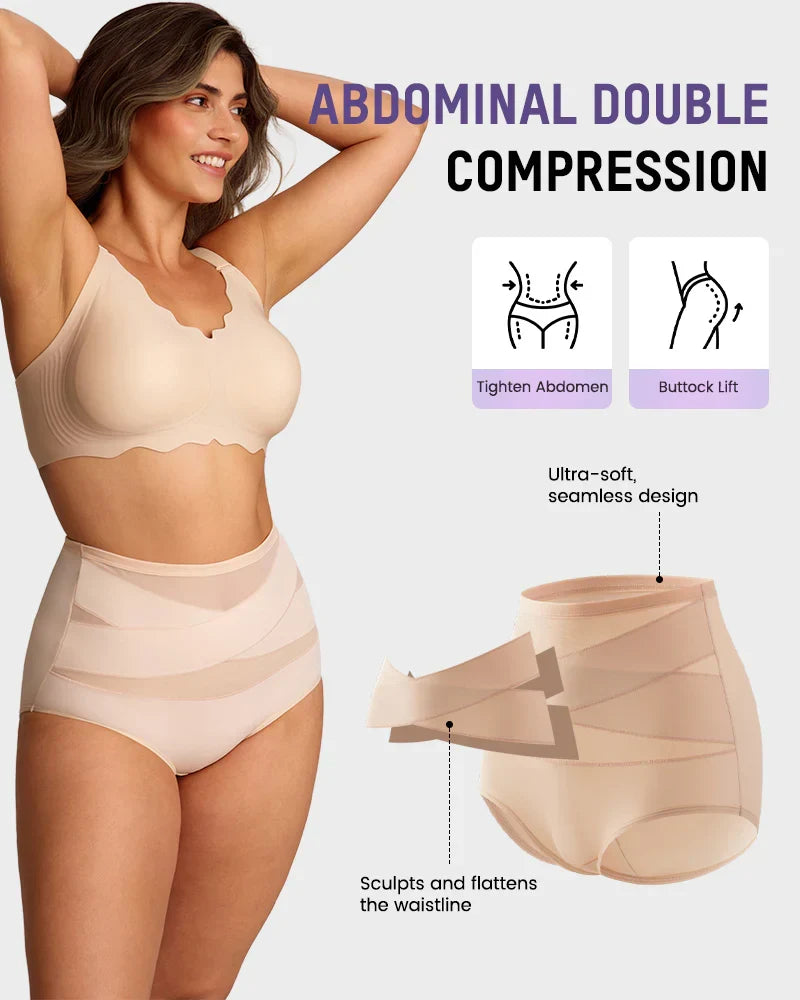 💖💖Last Day-Buy 1 Get 3 Packs🎁Plus-Size High-Waist Cross Tummy Control Panties