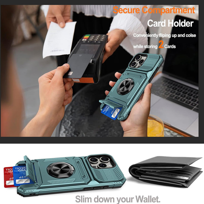 📱 Phone Case with Card Holder & Ring Grip – Kickstand, Magnetic Mount, Drop Protection