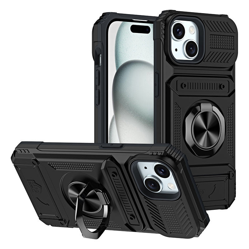 📱 Phone Case with Card Holder & Ring Grip – Kickstand, Magnetic Mount, Drop Protection