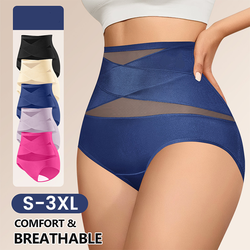 💖💖Last Day-Buy 1 Get 3 Packs🎁Plus-Size High-Waist Cross Tummy Control Panties