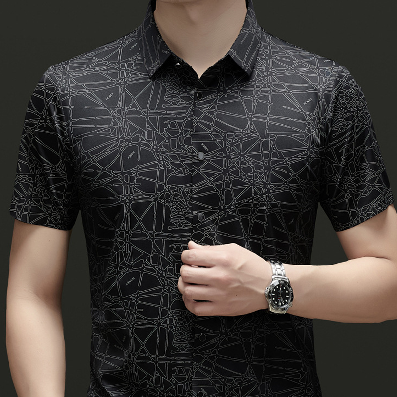 ⏳Time-Limited Special⏰Chic Abstract Geometric Pattern Short Sleeve Lapel Shirt for Men