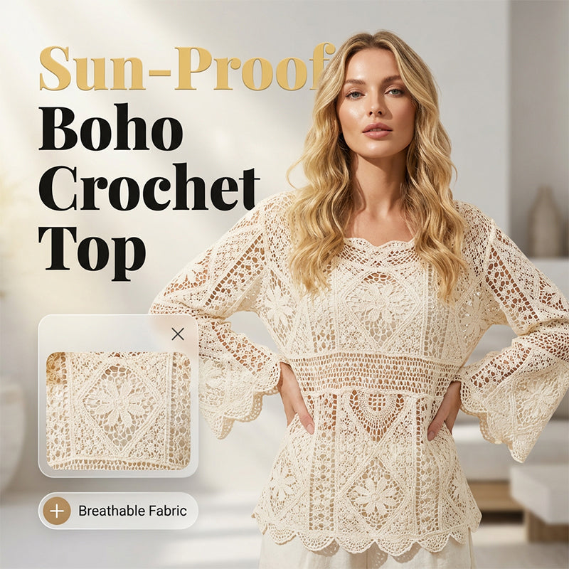 💐58% OFF! Romantic Crochet Shirt – Delicate Openwork & Flowing Sleeves 🦋✨【Limited Offer】  💐58% OFF! Romantic Crochet Shirt – Delicate Openwork & Flowing Sleeves 🦋✨【Limited Offer】