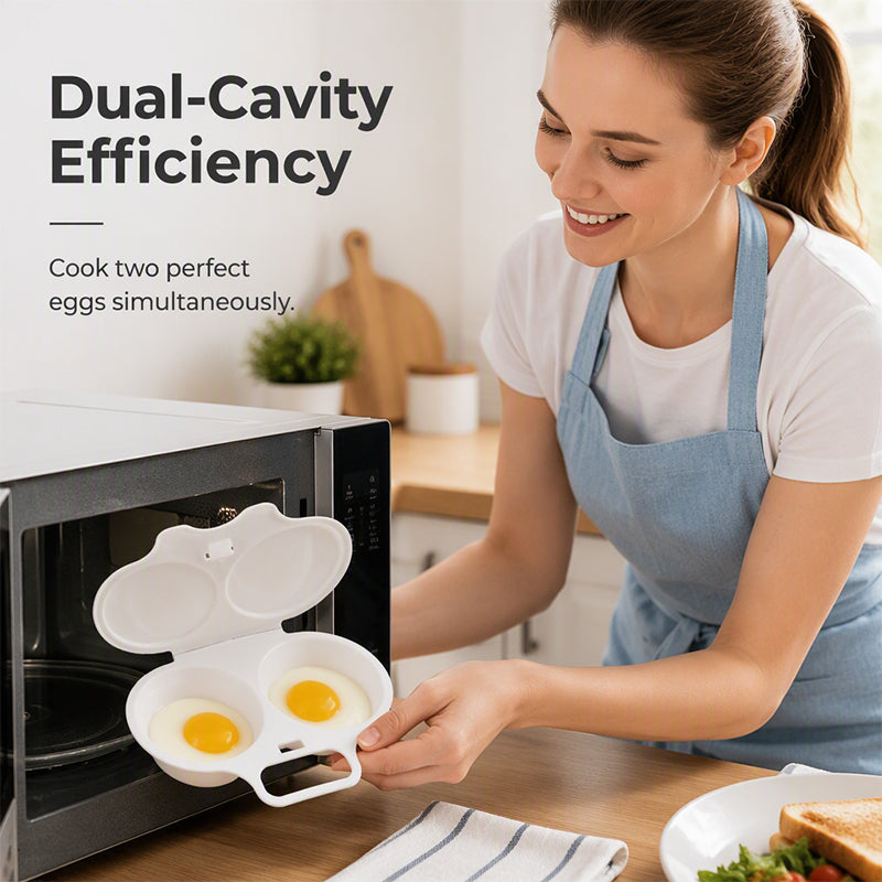 ⏰Last Day Special Price⏰ Microwave Egg Poacher – Dual-Cavity Steamer, Rapid Heating, Non-Stick PP – Ideal for Home, Office & Travel! 🔥