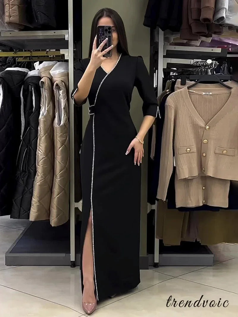 V-neck Slim Fit Temperament Dress